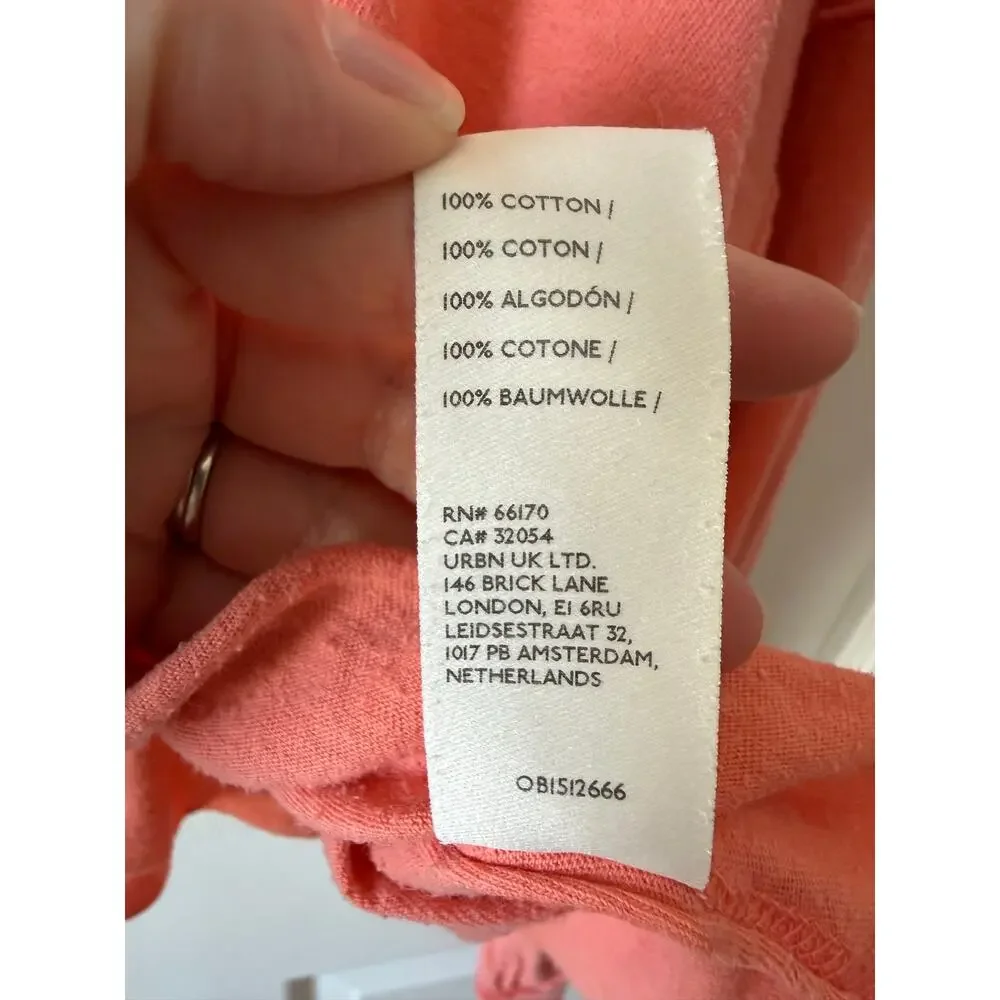 We The Free Cropped Oversized Boxy Long Sleeve Top‎ Coral Orange Size Small